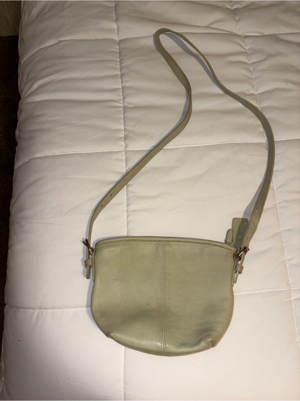 Minimalist Light Olive Leather Crossbody Bag